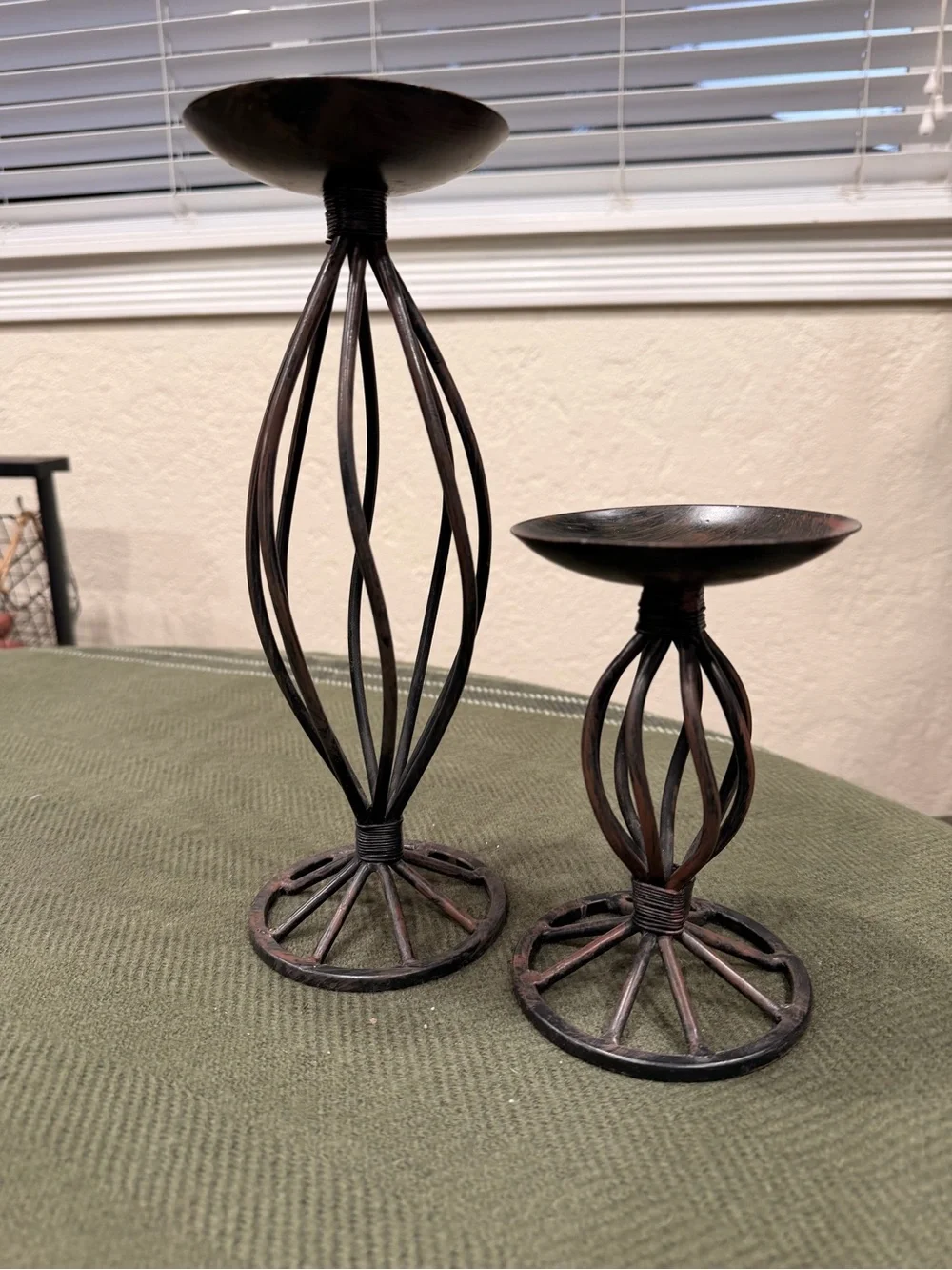Decorative Antique-Tone Metal Candle Holders Set - Home Accents